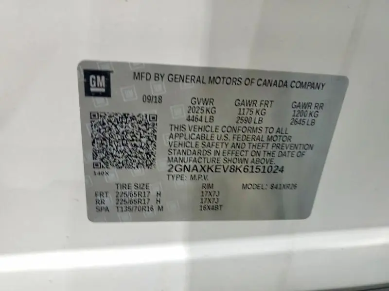 2019 CHEVROLET EQUINOX LT  