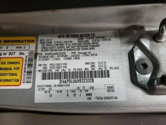 2017 FORD FUSION SE HYBRID  