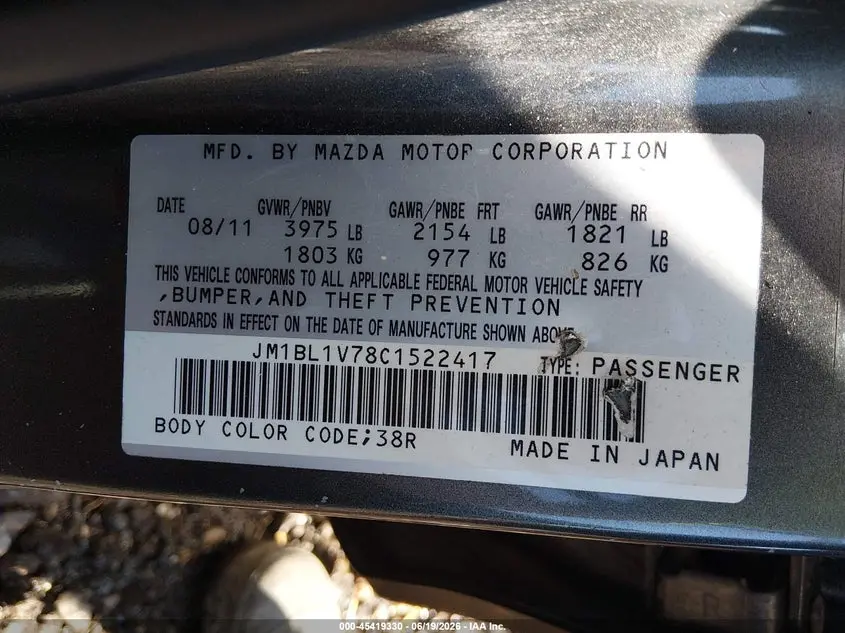 2012 MAZDA MAZDA3 I TOURING