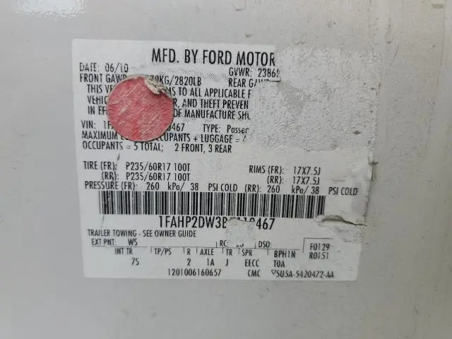 2011 FORD TAURUS SE  