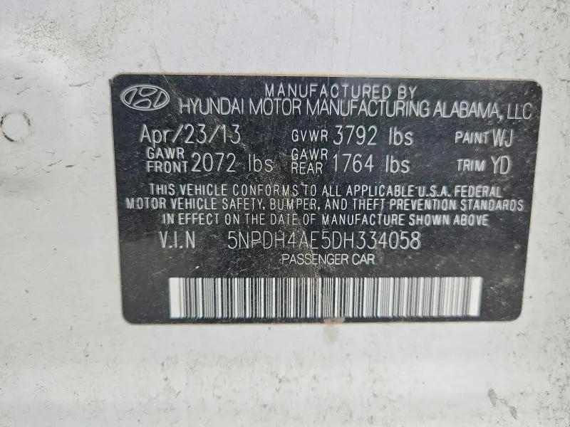 2013 HYUNDAI ELANTRA GLS  