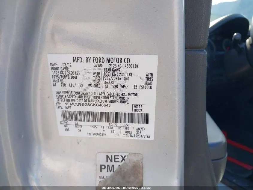 2012 FORD ESCAPE LIMITED