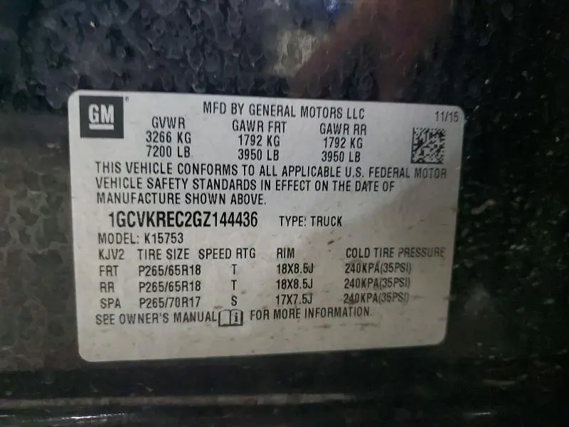 2016 CHEVROLET SILVERADO K1500 LT  