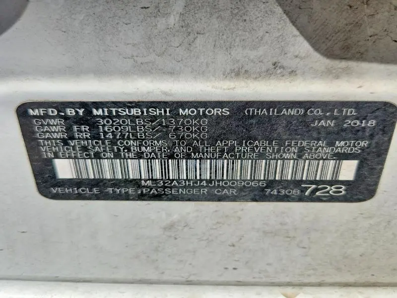 2018 MITSUBISHI MIRAGE ES  