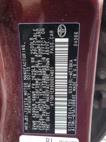 2013 TOYOTA AVALON BASE  