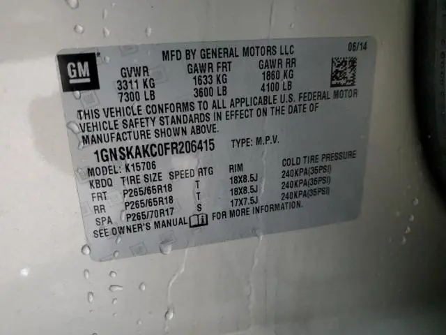 2015 CHEVROLET TAHOE K1500 LS  