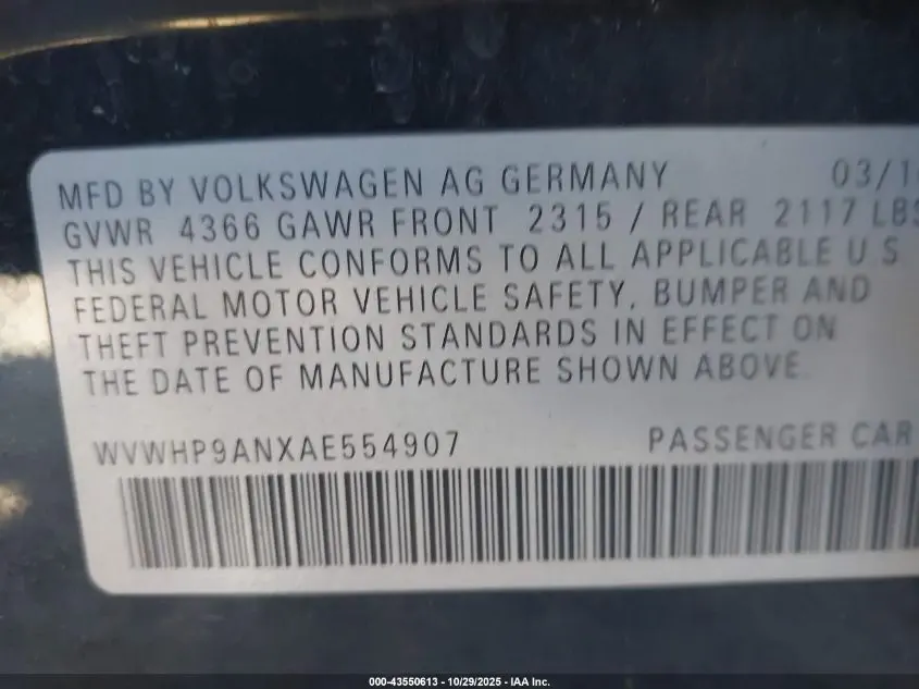 2010 VOLKSWAGEN CC LUXURY