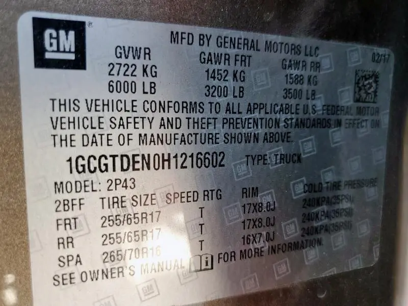 2017 CHEVROLET COLORADO Z71  