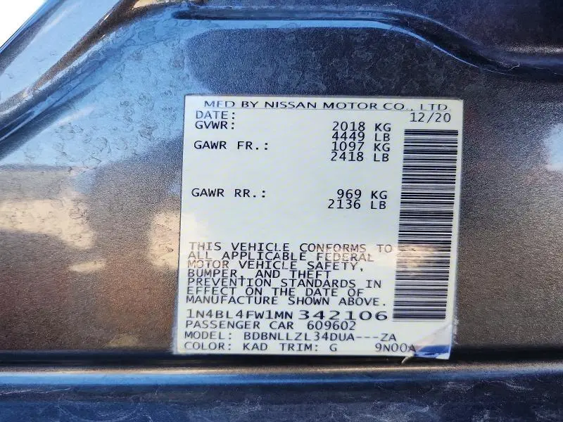 2021 NISSAN ALTIMA PLATINUM  