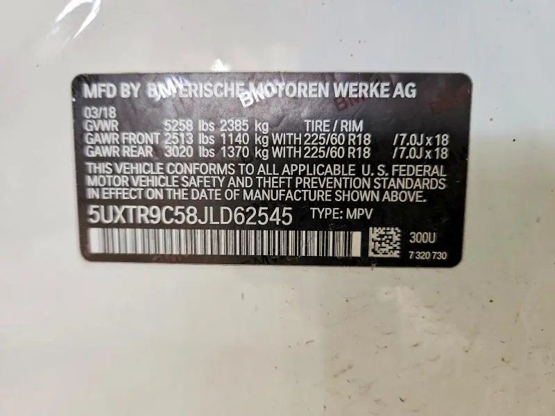 2018 BMW X3 XDRIVE30I  
