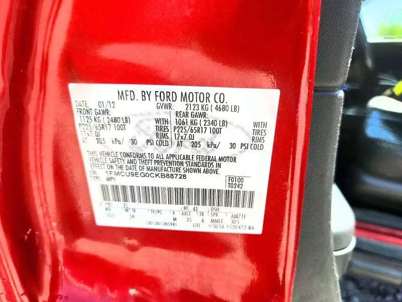 2012 FORD ESCAPE LIMITED  