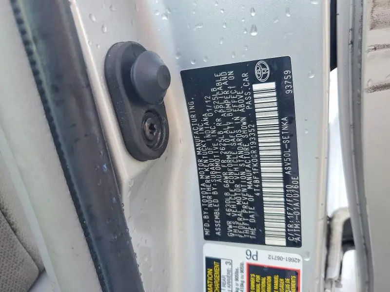 2012 TOYOTA CAMRY LE  