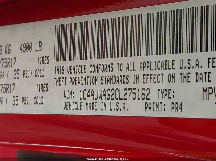 2012 JEEP WRANGLER SPORT