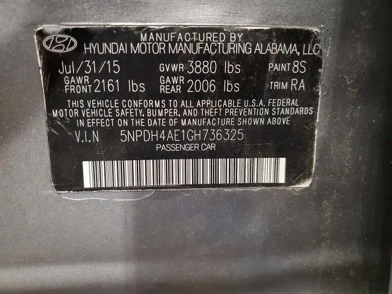 2016 HYUNDAI ELANTRA SE  