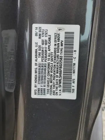 2015 HONDA ODYSSEY EXL