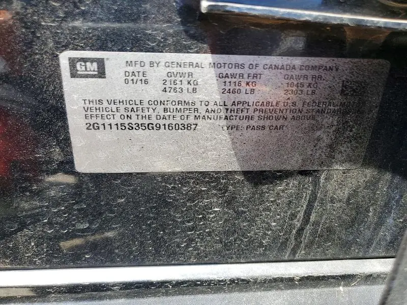 2016 CHEVROLET IMPALA LT  
