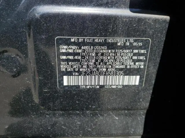 2015 SUBARU FORESTER 2.5I  