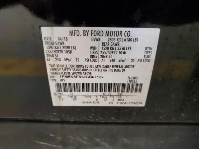 2018 FORD EXPLORER LIMITED  
