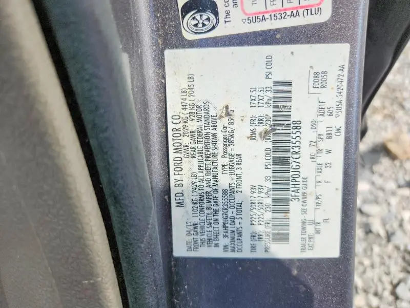 2012 FORD FUSION SEL  