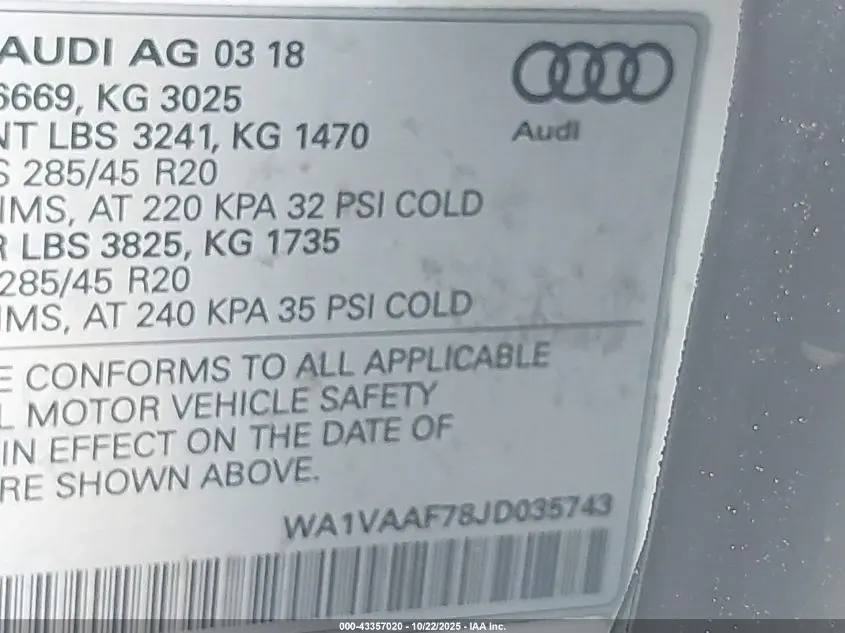 2018 AUDI Q7 3.0T PREMIUM