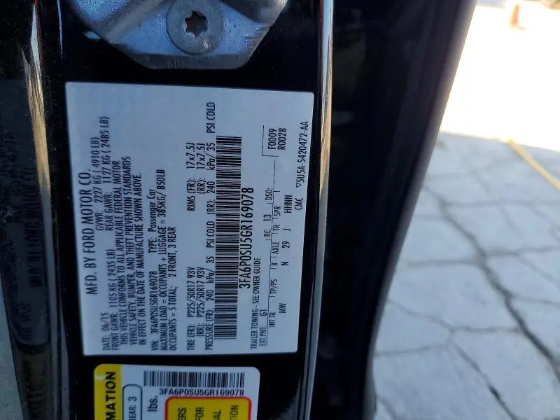 2016 FORD FUSION TITANIUM PHEV  