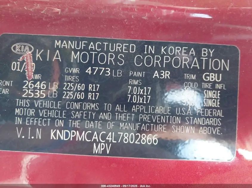 2020 KIA SPORTAGE LX