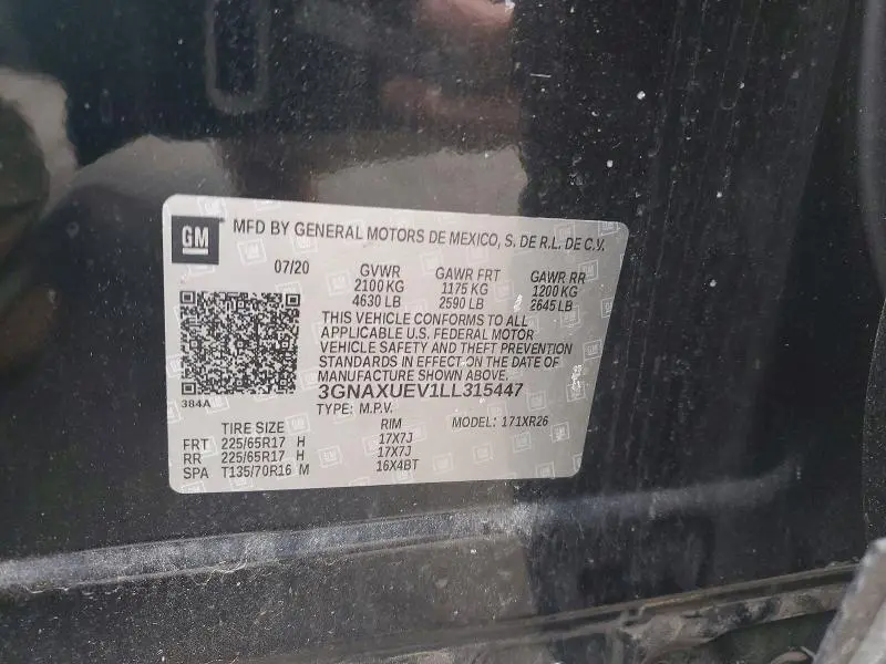 2020 CHEVROLET EQUINOX LT  