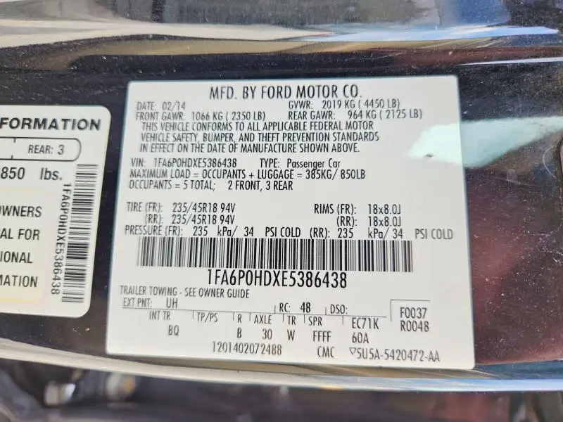 2014 FORD FUSION   