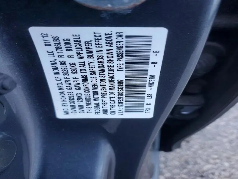 2012 HONDA CIVIC EXL  