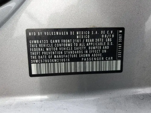 2019 VOLKSWAGEN JETTA S  