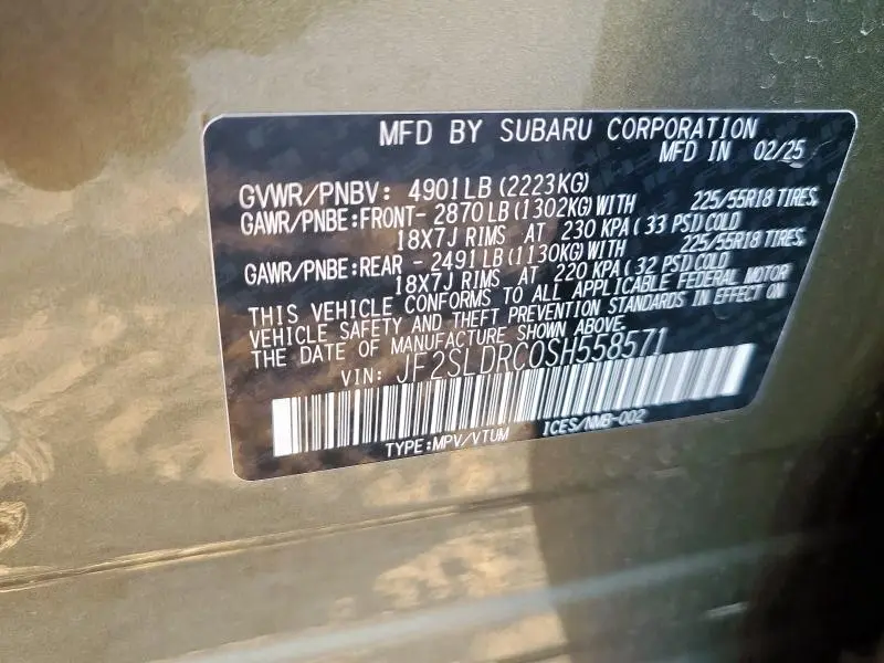 2025 SUBARU FORESTER LIMITED  