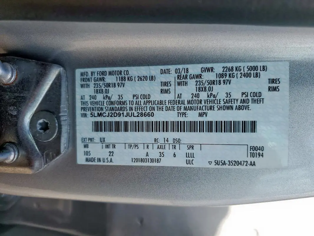2018 LINCOLN MKC SELECT  