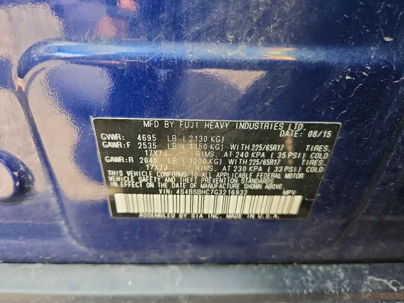 2016 SUBARU OUTBACK 2.5I PREMIUM  