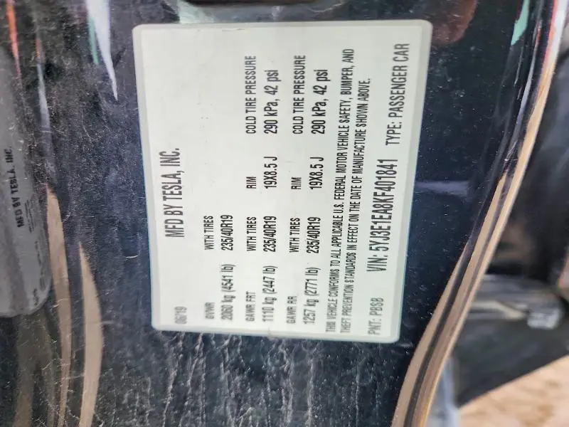 2019 TESLA MODEL 3   