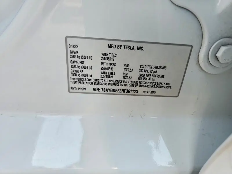2022 TESLA MODEL Y   