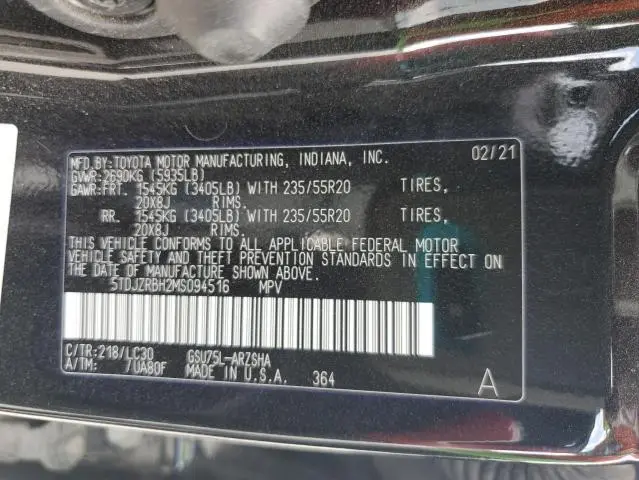 2021 TOYOTA HIGHLANDER XSE  