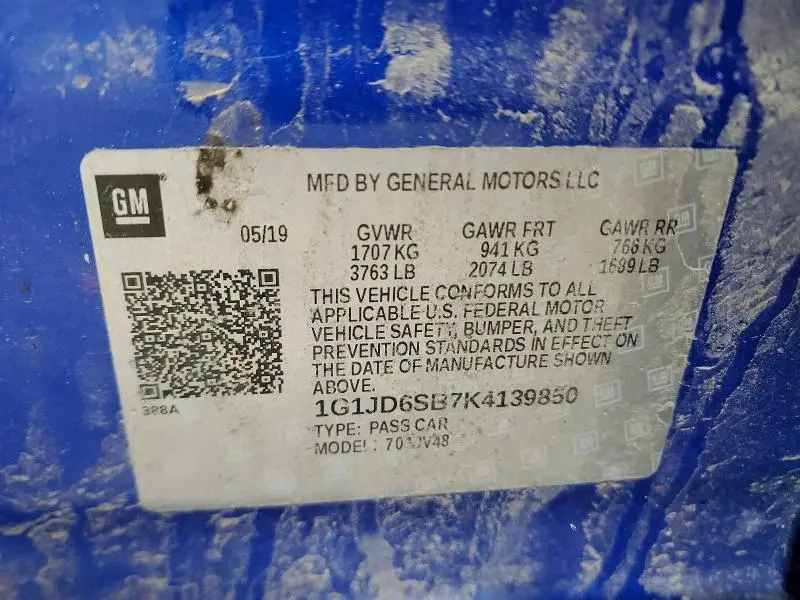 2019 CHEVROLET SONIC LT  