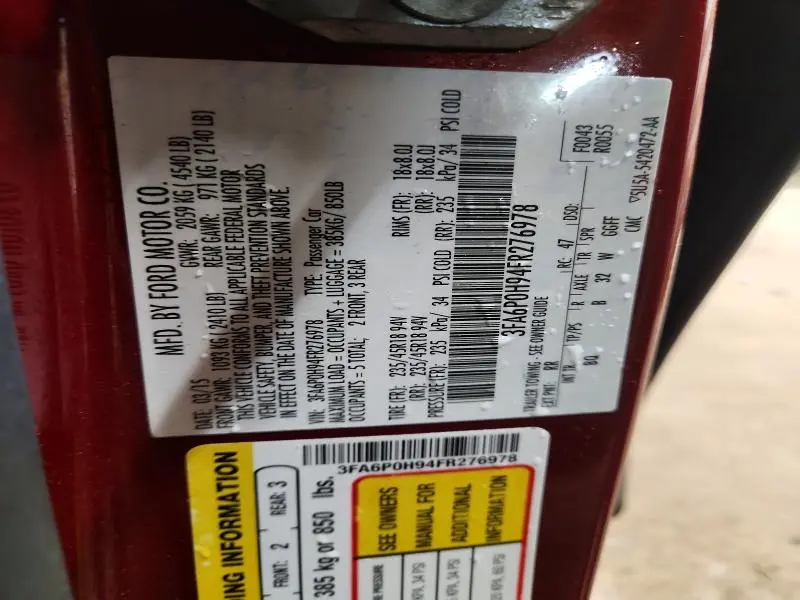 2015 FORD FUSION SE  