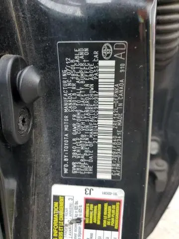 2012 TOYOTA COROLLA BASE  