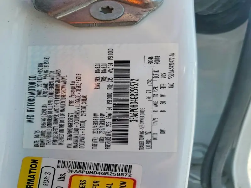 2016 FORD FUSION SE  
