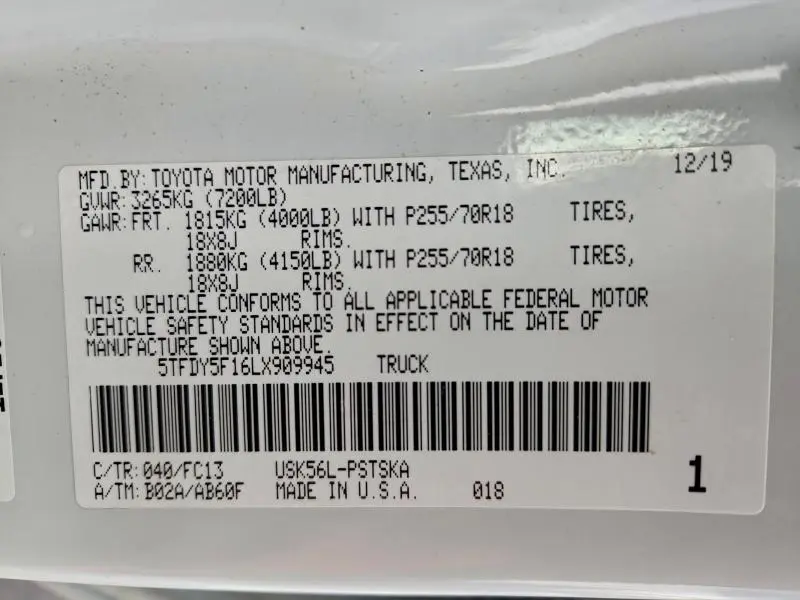 2020 TOYOTA TUNDRA SR5  