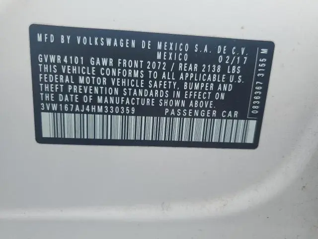 2017 VOLKSWAGEN JETTA S