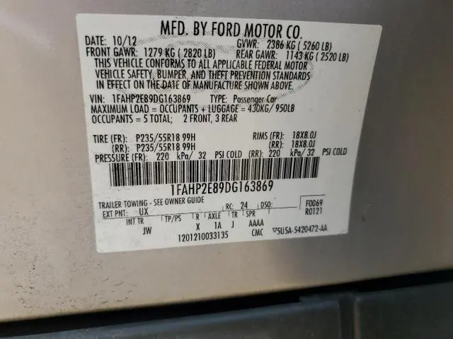 2013 FORD TAURUS SEL  