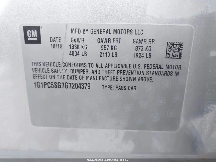 2016 CHEVROLET CRUZE LIMITED LS AUTO