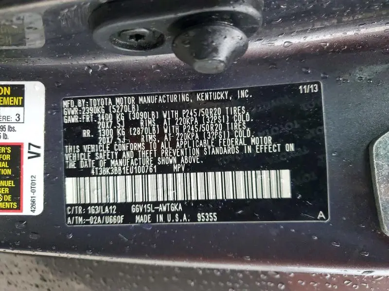 2014 TOYOTA VENZA LIMITED  