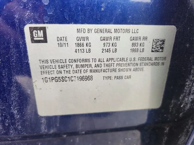 2012 CHEVROLET CRUZE LT  