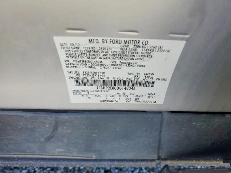 2013 FORD TAURUS SEL  