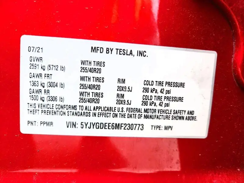 2021 TESLA MODEL Y   