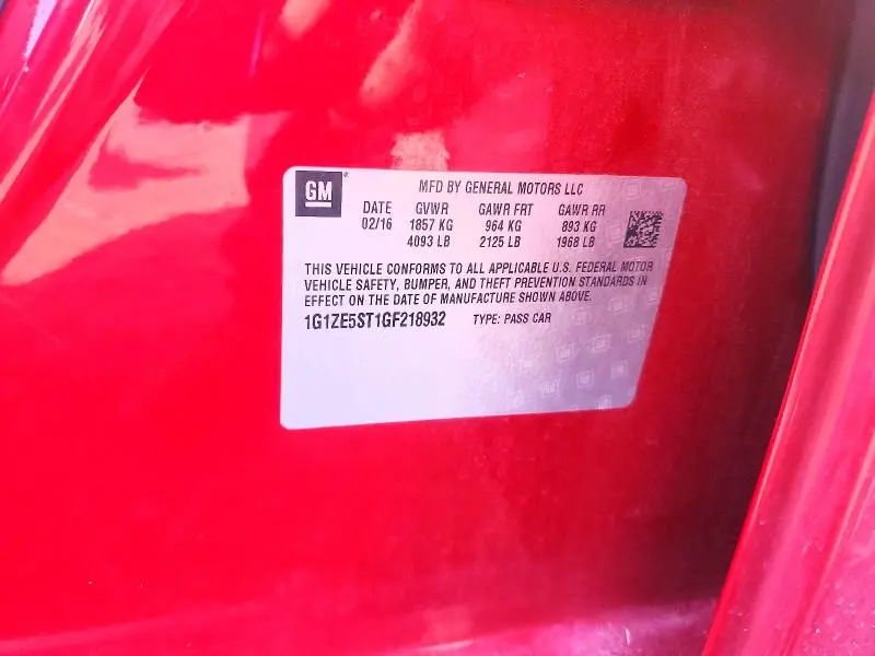 2016 CHEVROLET MALIBU LT  