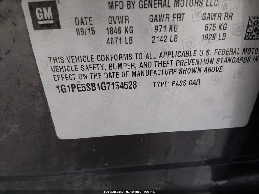 2016 CHEVROLET CRUZE LIMITED 1LT AUTO